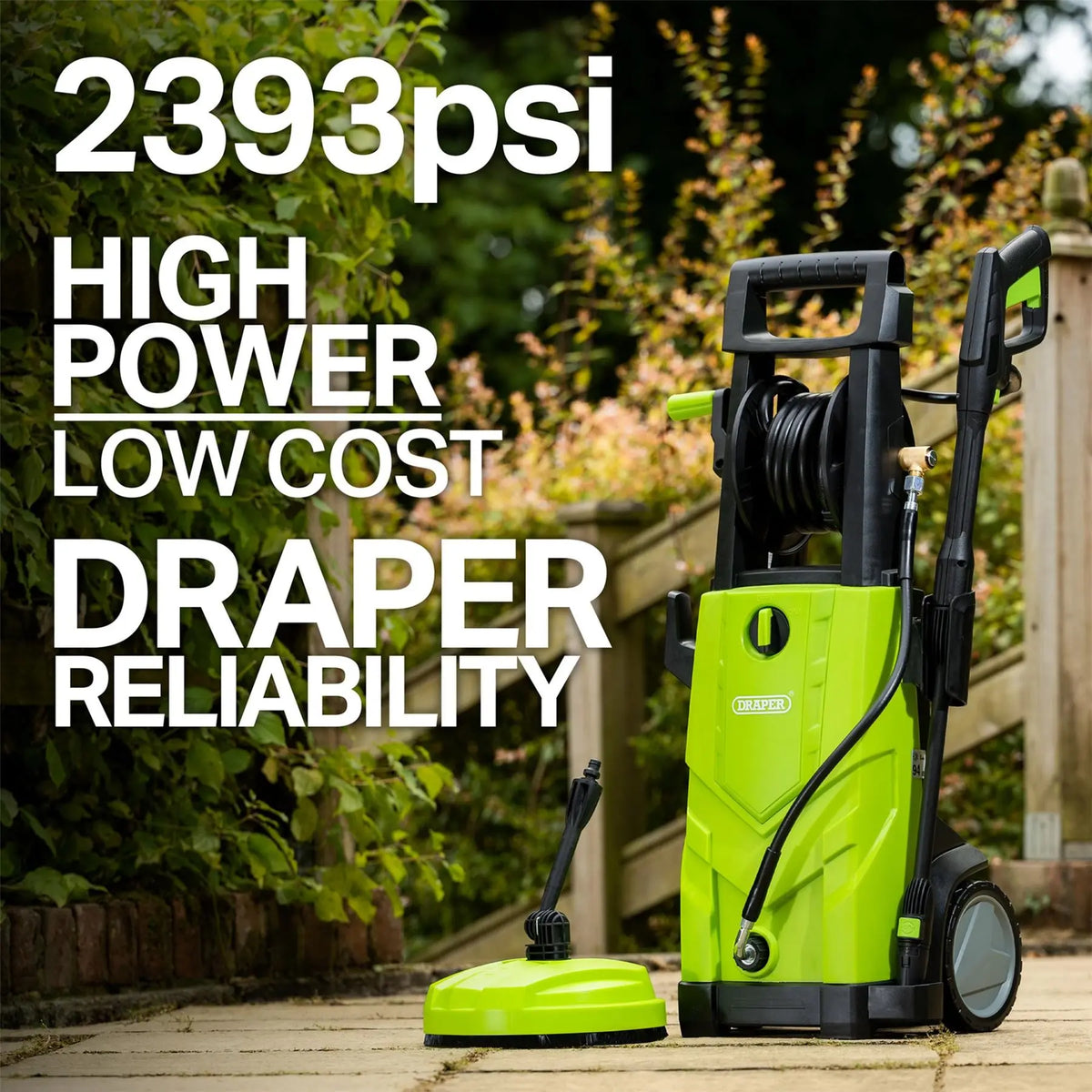 Draper 230V Pressure Washer 2200W 165Bar Green 03095  White Rose Tools