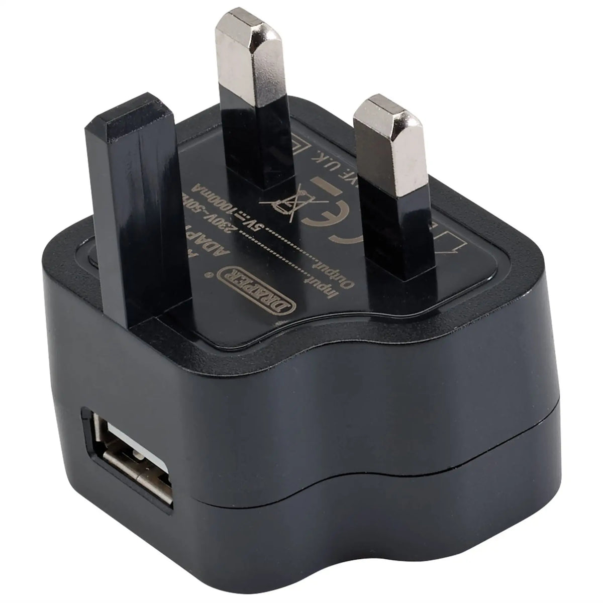 Draper 230V USB Charger 1 Amp 93038  White Rose Tools