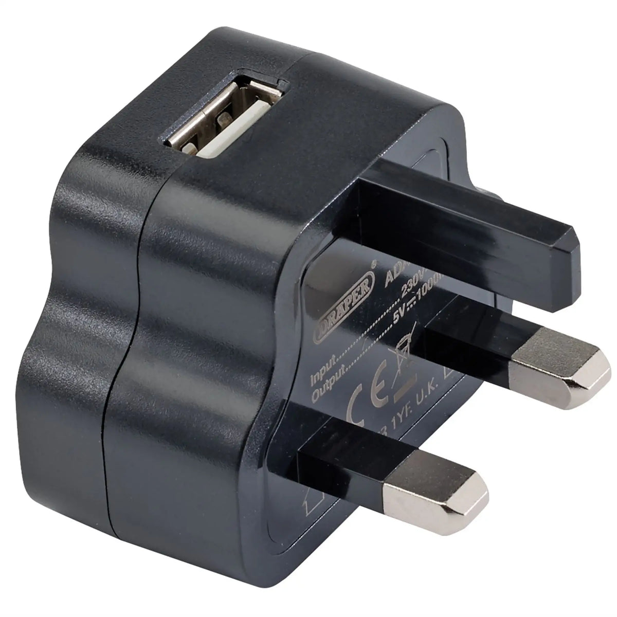 Draper 230V USB Charger 1 Amp 93038  White Rose Tools