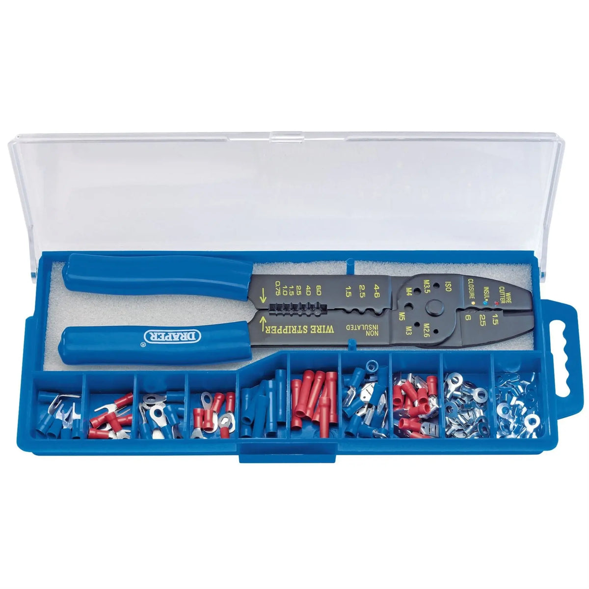 Draper 5 Way Crimping Tool & Terminal Kit 240mm 13658  White Rose Tools
