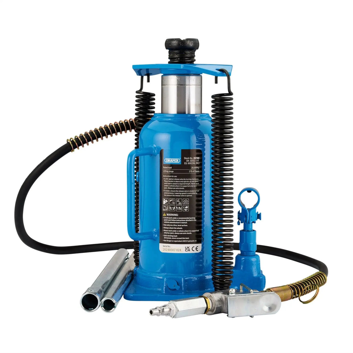 Draper Air Bottle Jack 20 Tonne 26780  White Rose Tools