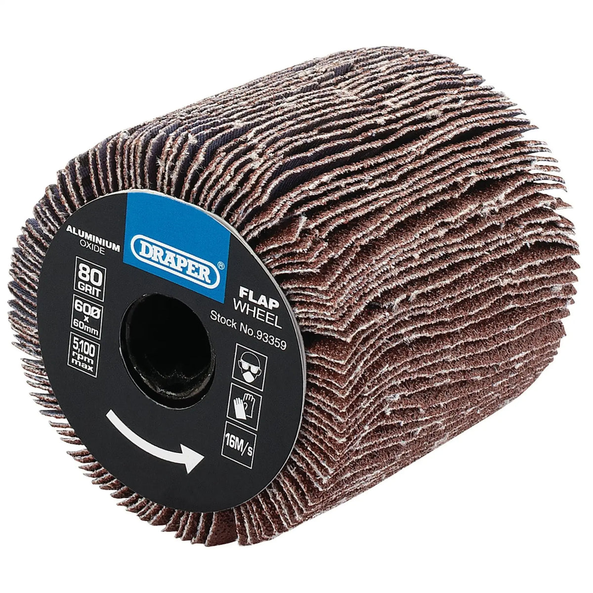 Draper Aluminium Oxide Flap Wheel 60 x 60mm 80 Grit 93359  White Rose Tools
