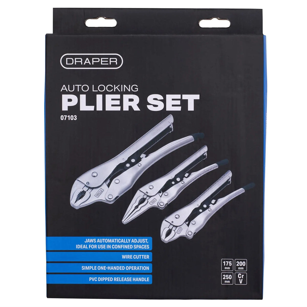 Draper Auto Locking Pliers Set (3 Piece) 07103  White Rose Tools