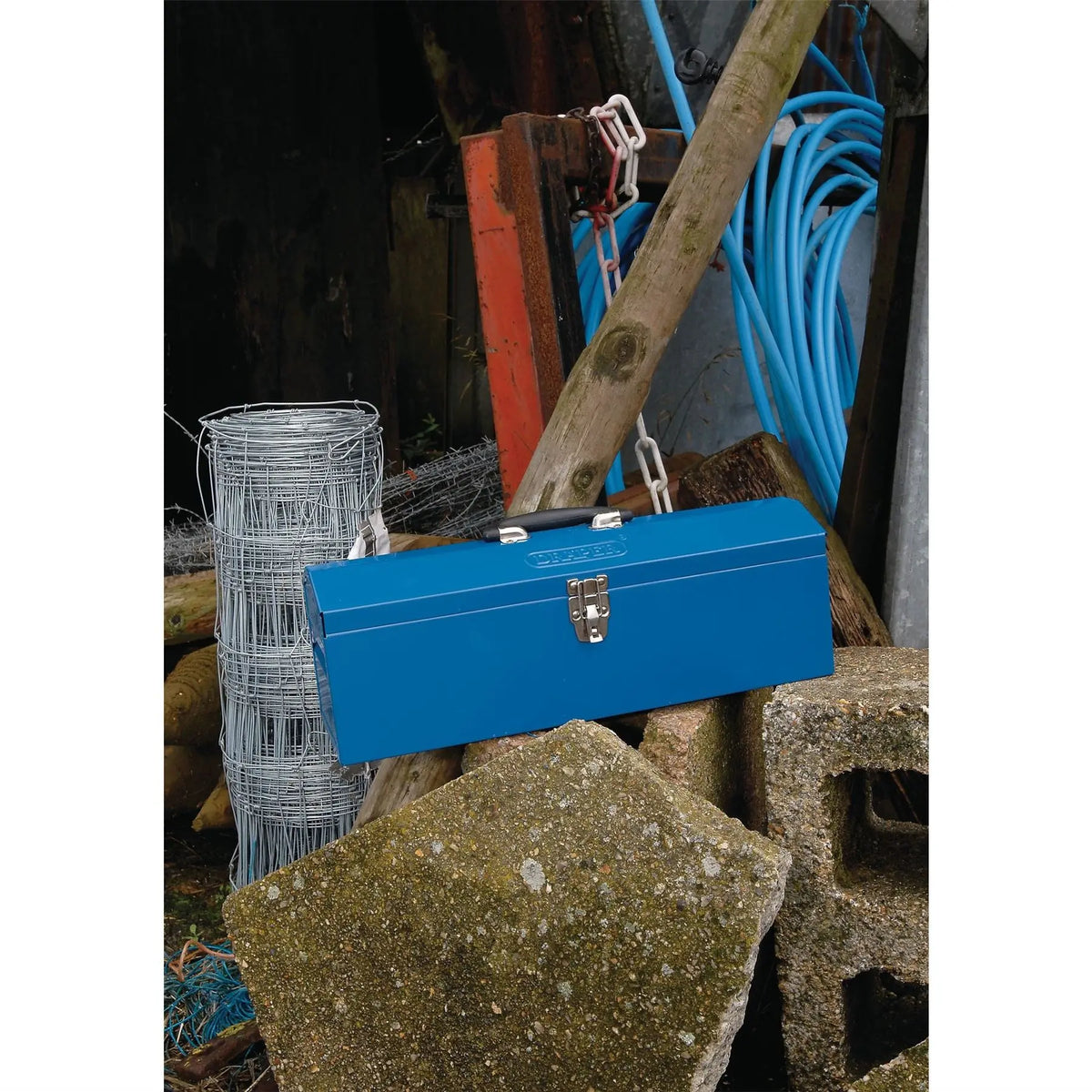 Draper Barn Type Tool Box with Tote Tray 485mm 86675  White Rose Tools