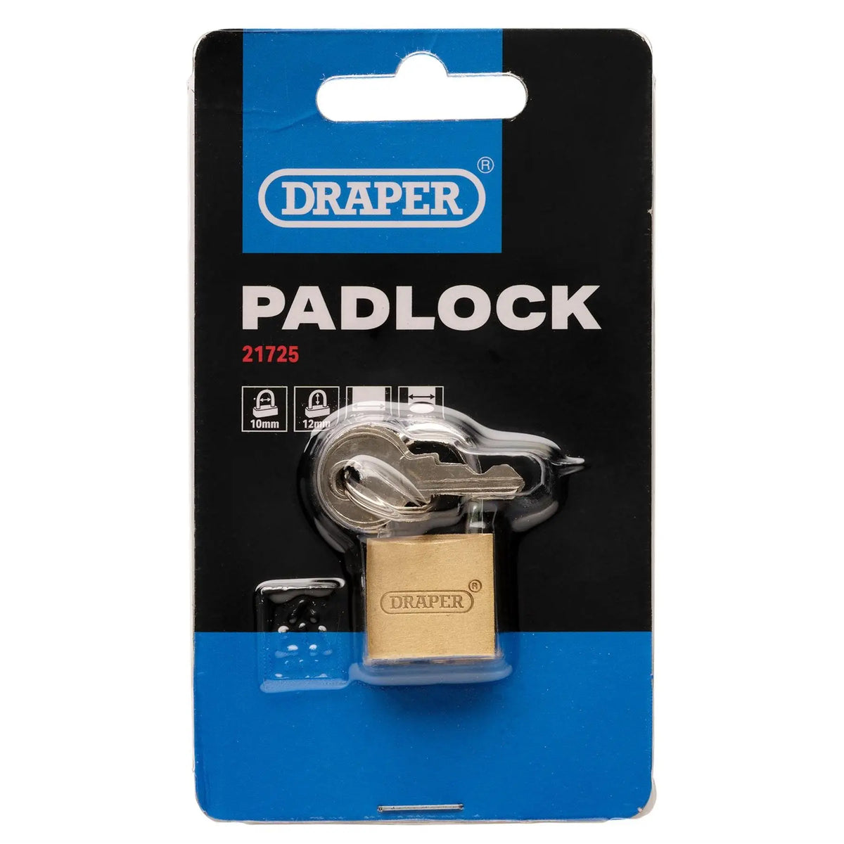 Draper Brass Cylinder Padlock 20mm 21725  White Rose Tools