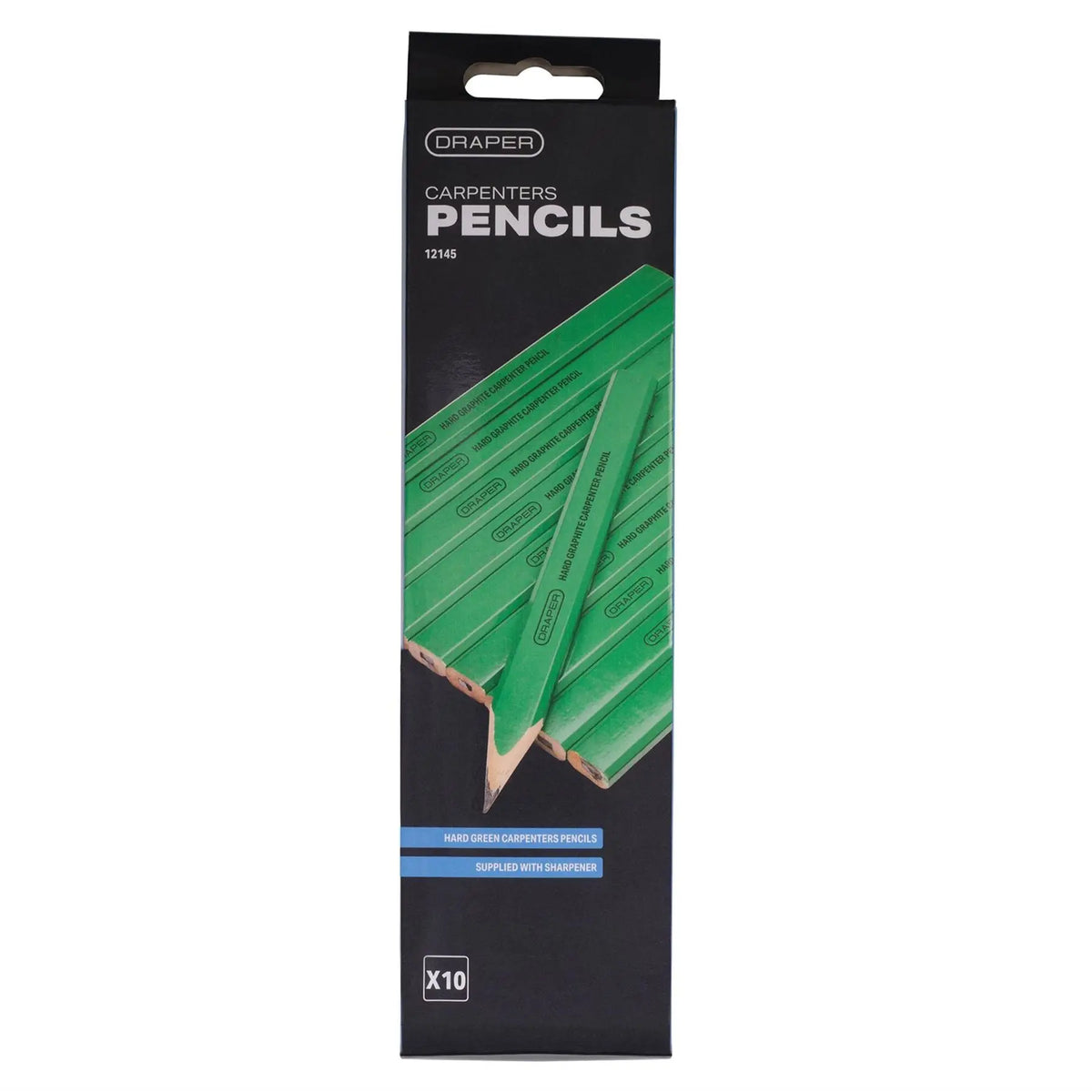 Draper Carpenter's Pencils with Sharpener (Pack of 10) 12145  White Rose Tools