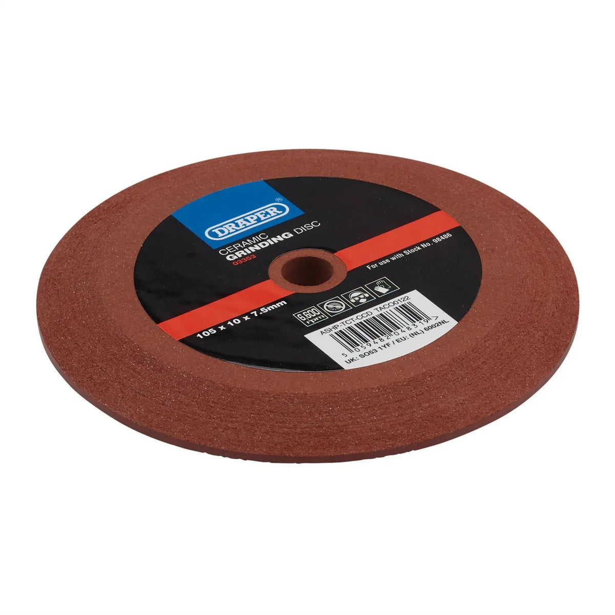 Draper Ceramic Grinding Disc 105 x 10 x 7.5mm 03353  White Rose Tools