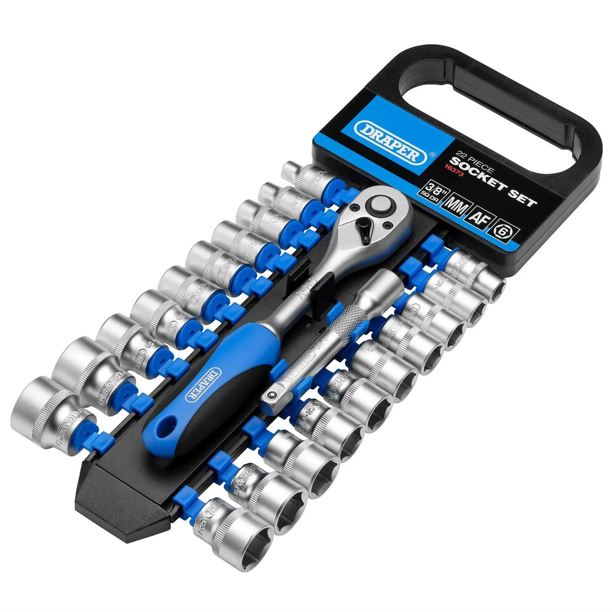 Draper Combined MM/AF Socket and Ratchet Set 3/8" Sq. Dr. (22 Piece) 16373  White Rose Tools