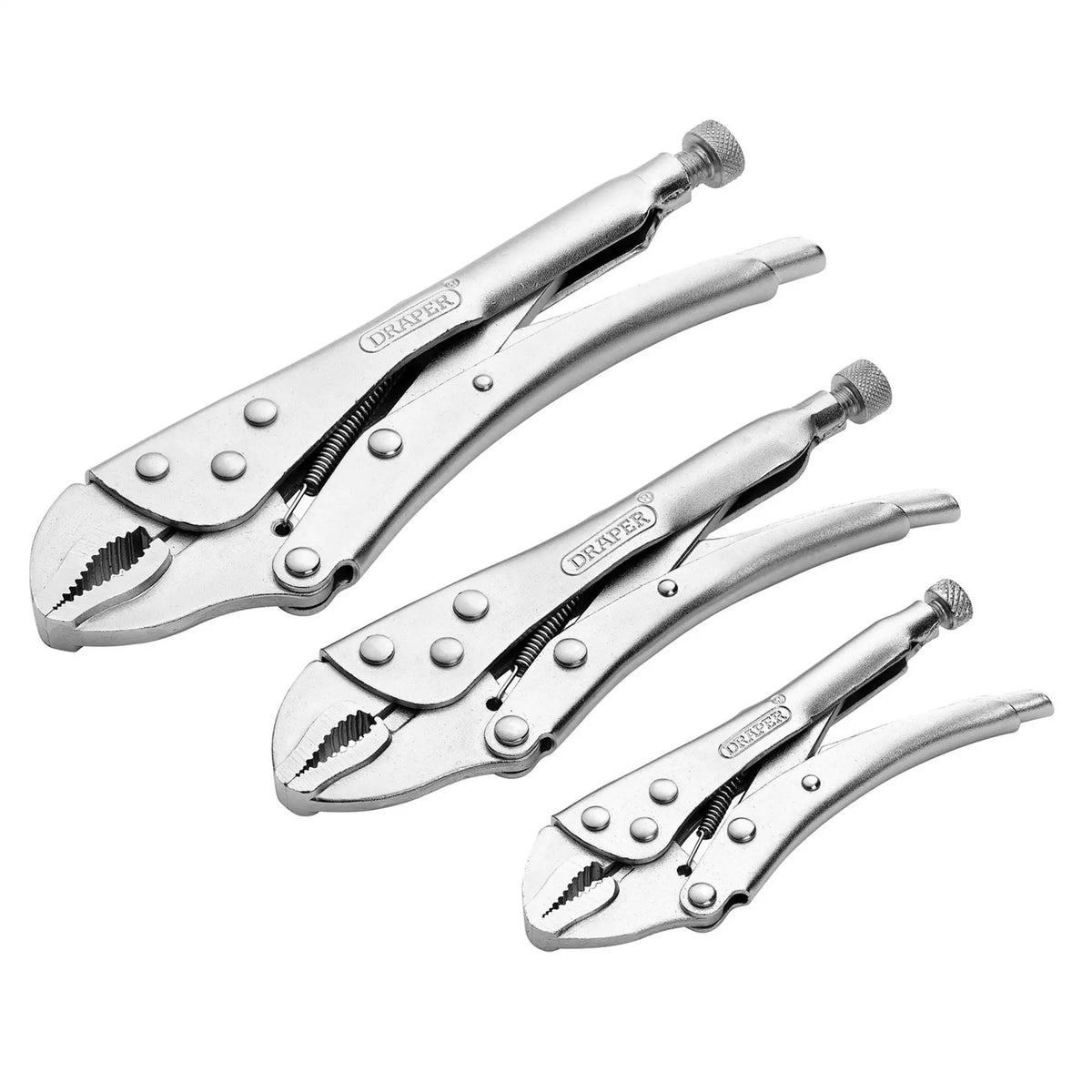 Draper Curved Jaw Self Grip Pliers Set (3 Piece) 14040  White Rose Tools