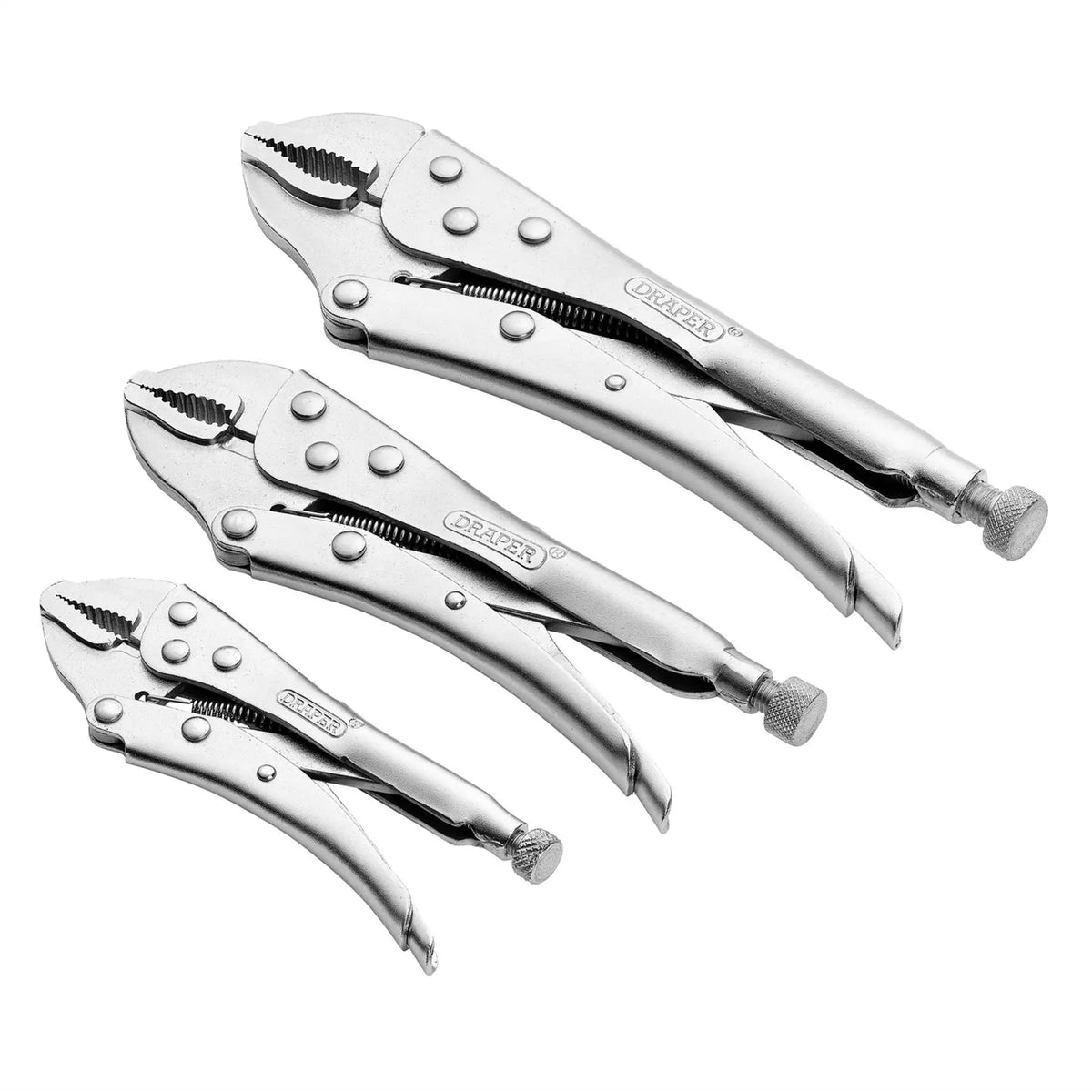 Draper Curved Jaw Self Grip Pliers Set (3 Piece) 14040  White Rose Tools