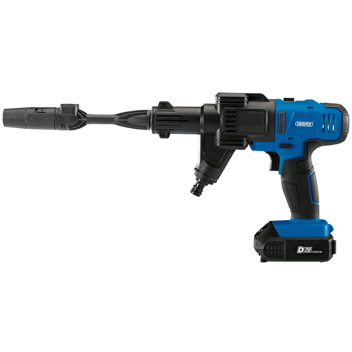 Draper D20 20V Cordless Pressure Washer Kit 1 x 2.0Ah Battery 1 x Fast Charger 97533  White Rose Tools