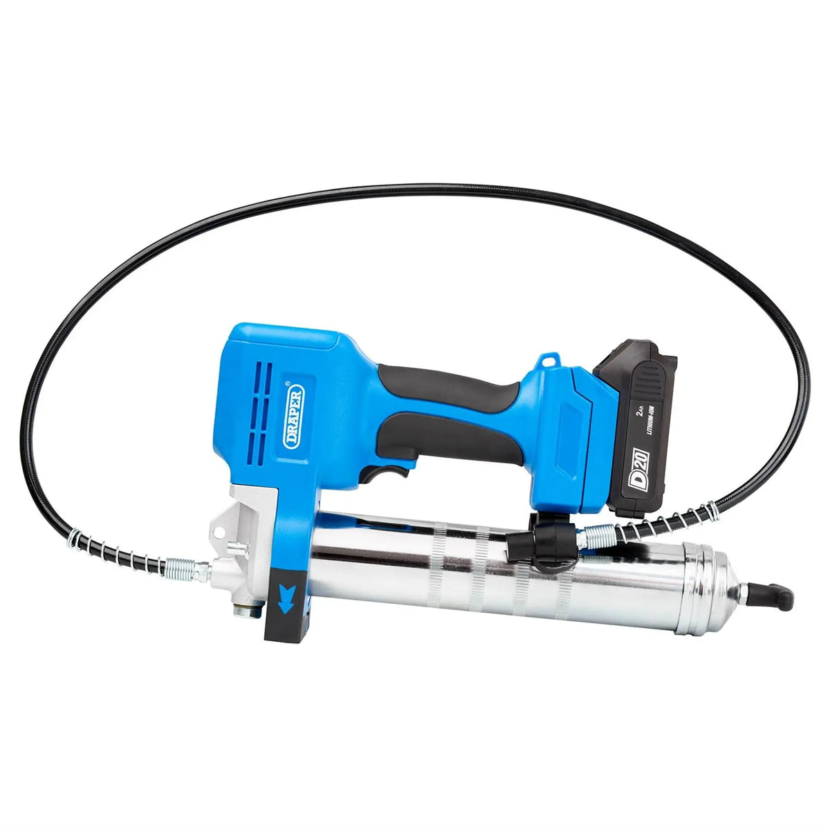 Draper D20 20V Grease Gun Kit 1 x 2.0Ah Battery 1 x Charger (3 Piece) 03359  White Rose Tools