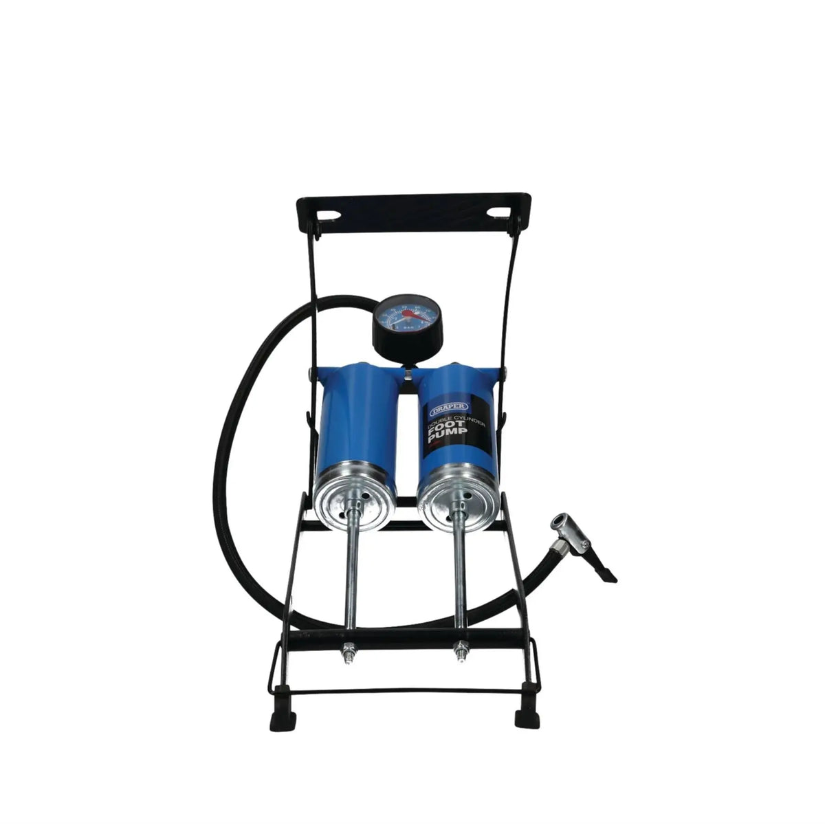 Draper Double Cylinder Foot Pump with Pressure Gauge 25996  White Rose Tools