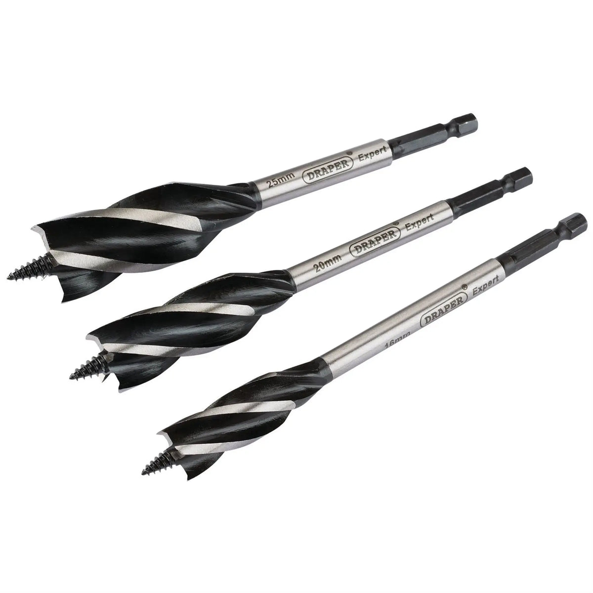 Draper Expert 4 Fluted Auger Bit Set 165mm (3 Piece) 54634  White Rose Tools