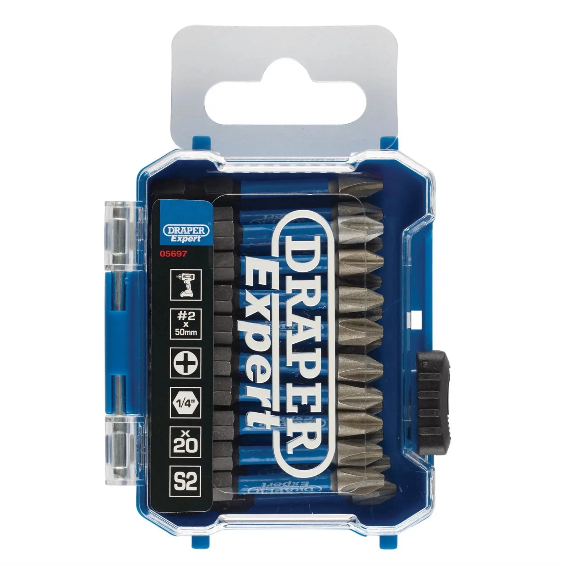 Draper Expert Cross Slot/PH Type Impact Screwdriver Bits No.2 x 50mm 1/4" Hex (Pack of 20) 05697  White Rose Tools