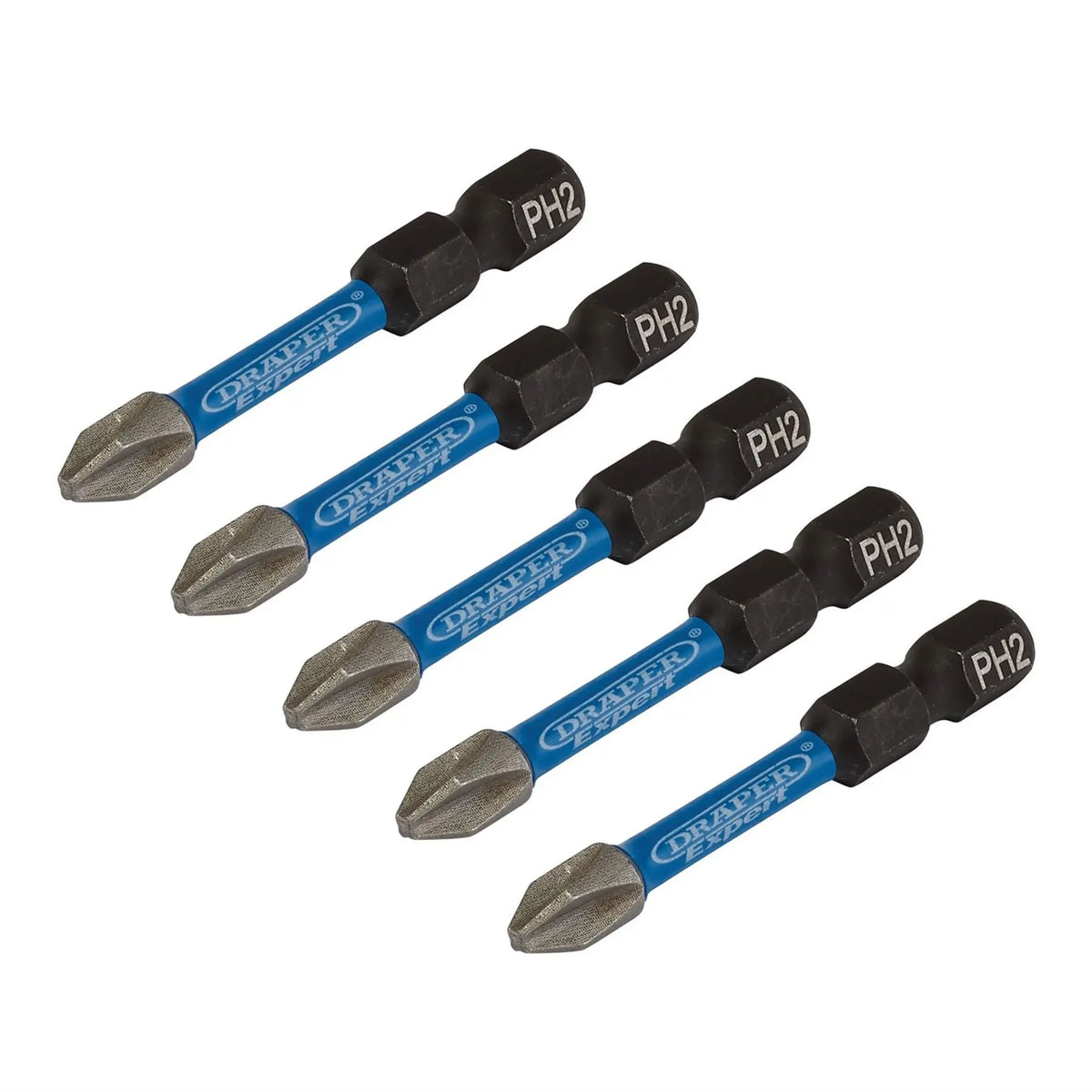 Draper Expert Cross Slot/PH Type Impact Screwdriver Bits No.2 x 50mm 1/4" Hex (Pack of 5) 05499  White Rose Tools