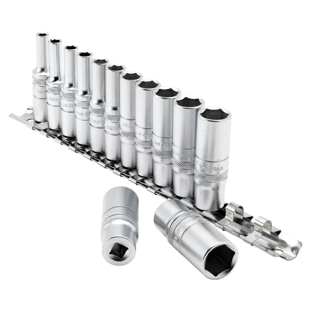 Draper Expert Deep Metric Socket Set on a Metal Rail 1/4" Sq. Dr. (13 Piece) 16490  White Rose Tools