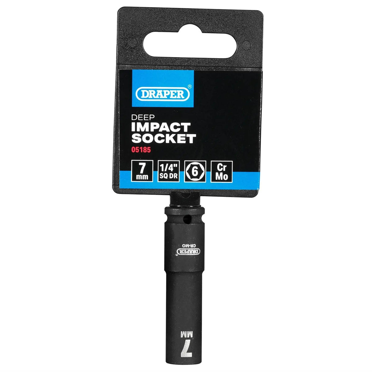 Draper Expert HI-TORQ® 6 Point Deep Impact Socket 1/4" Sq. Dr. 7mm 05185  White Rose Tools