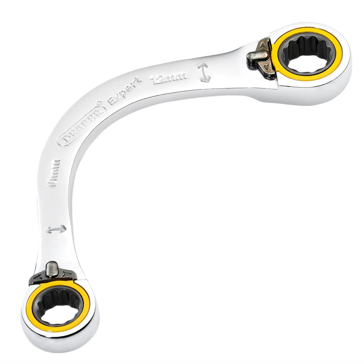 Draper Expert HI-TORQ® Double Ring Ratchet Half Moon Spanner 10 x 12mm 03933  White Rose Tools