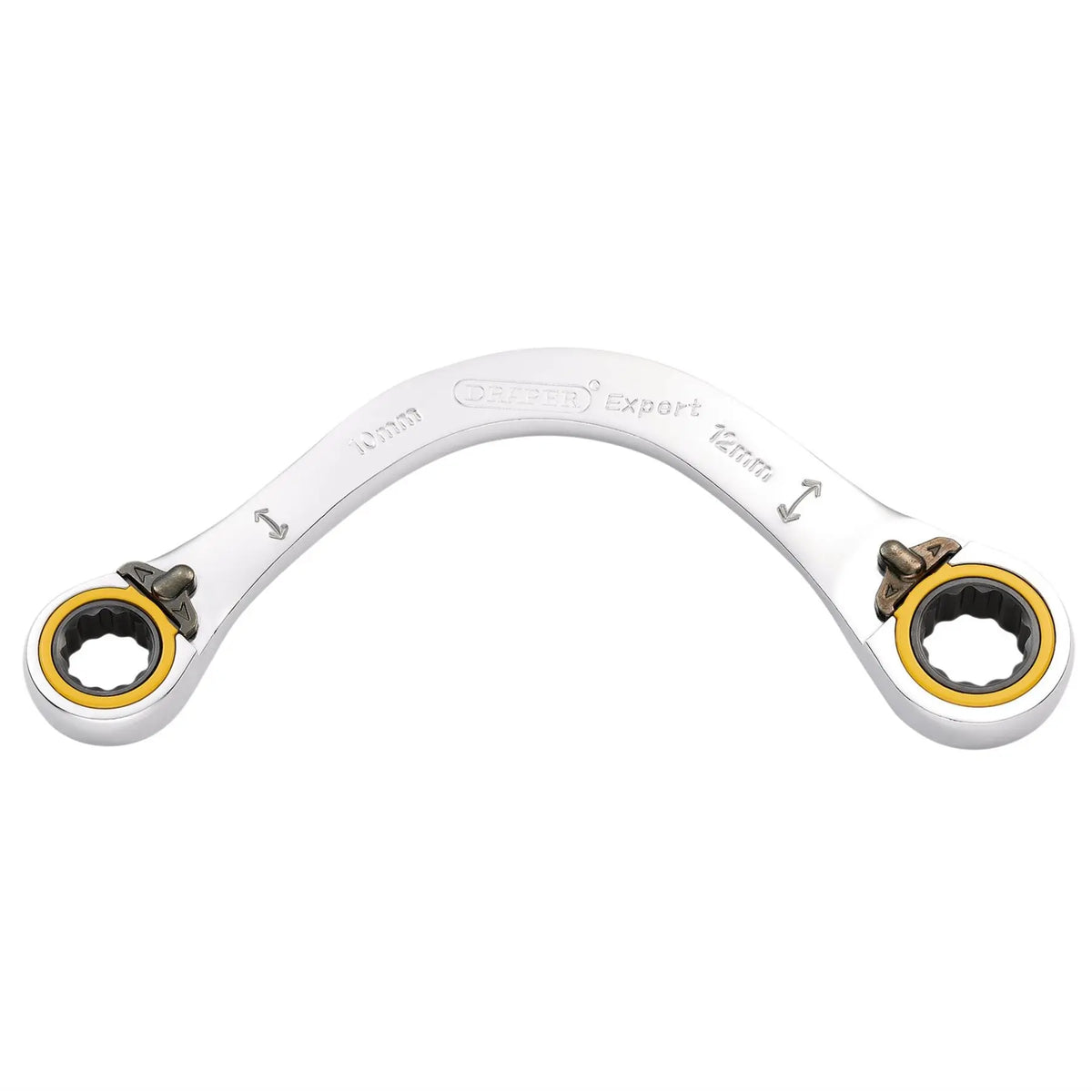 Draper Expert HI-TORQ® Double Ring Ratchet Half Moon Spanner 10 x 12mm 03933  White Rose Tools