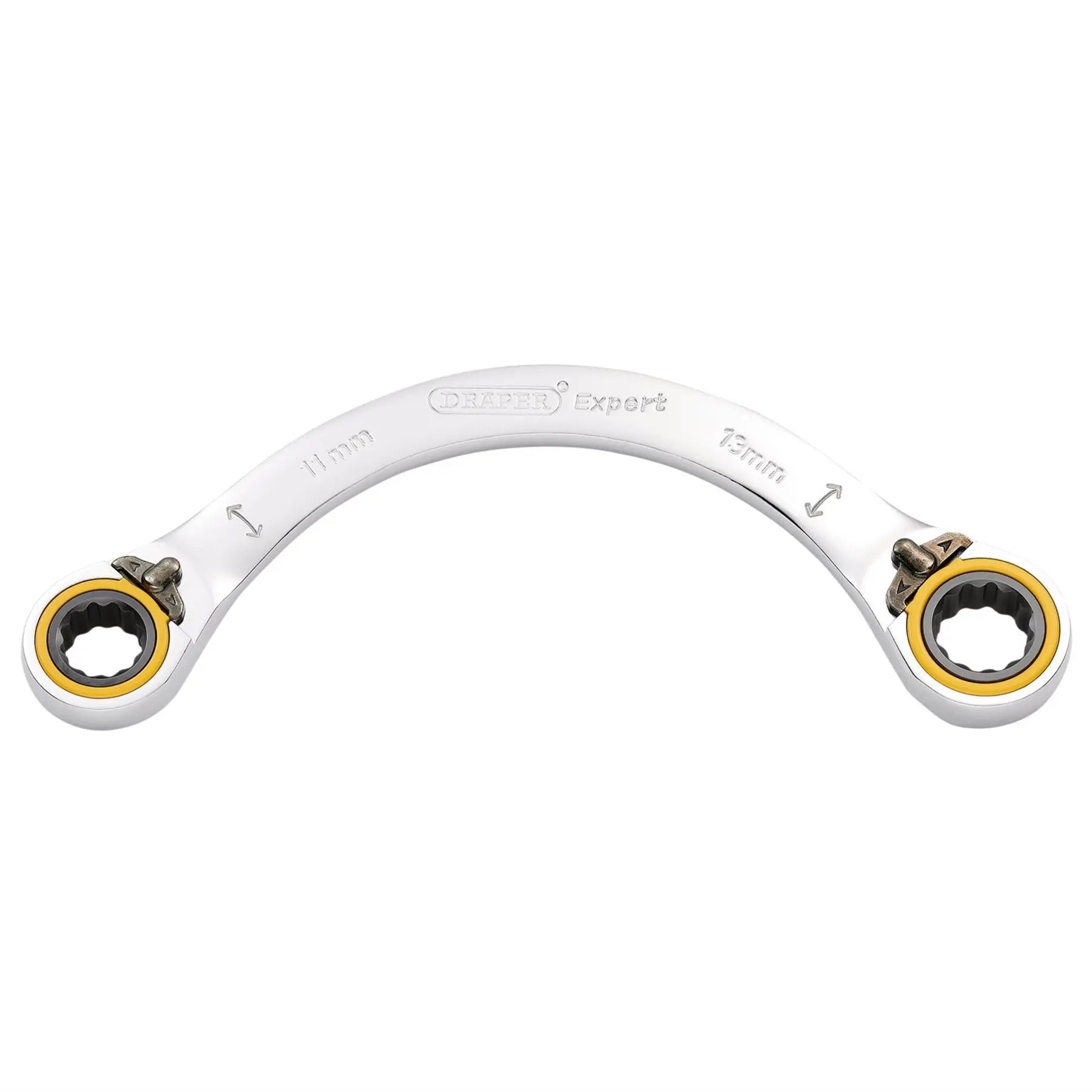 Draper Expert HI-TORQ® Double Ring Ratchet Half Moon Spanner 11 x 13mm 03934  White Rose Tools