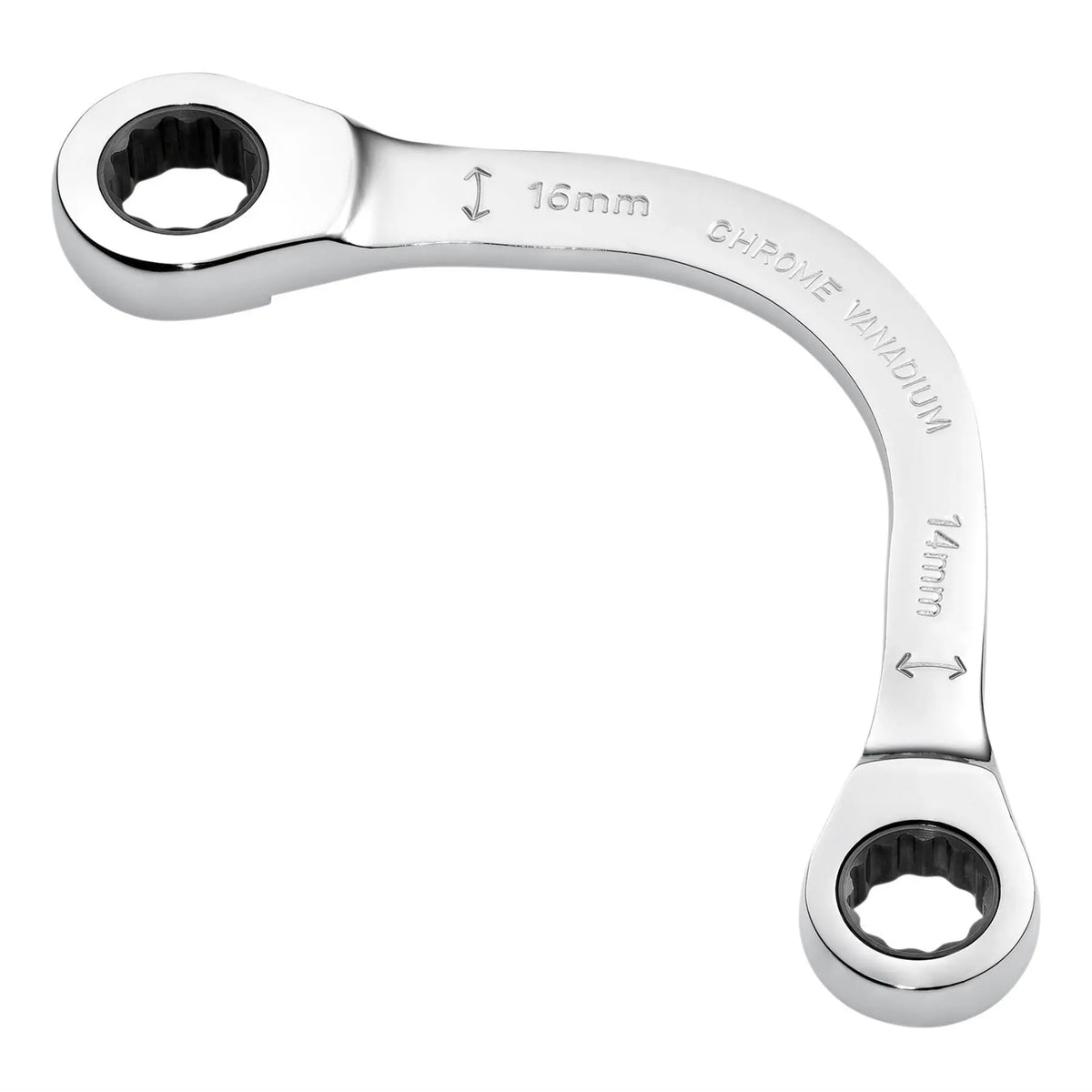 Draper Expert HI-TORQ® Double Ring Ratchet Half Moon Spanner 14 x 16mm 03935  White Rose Tools