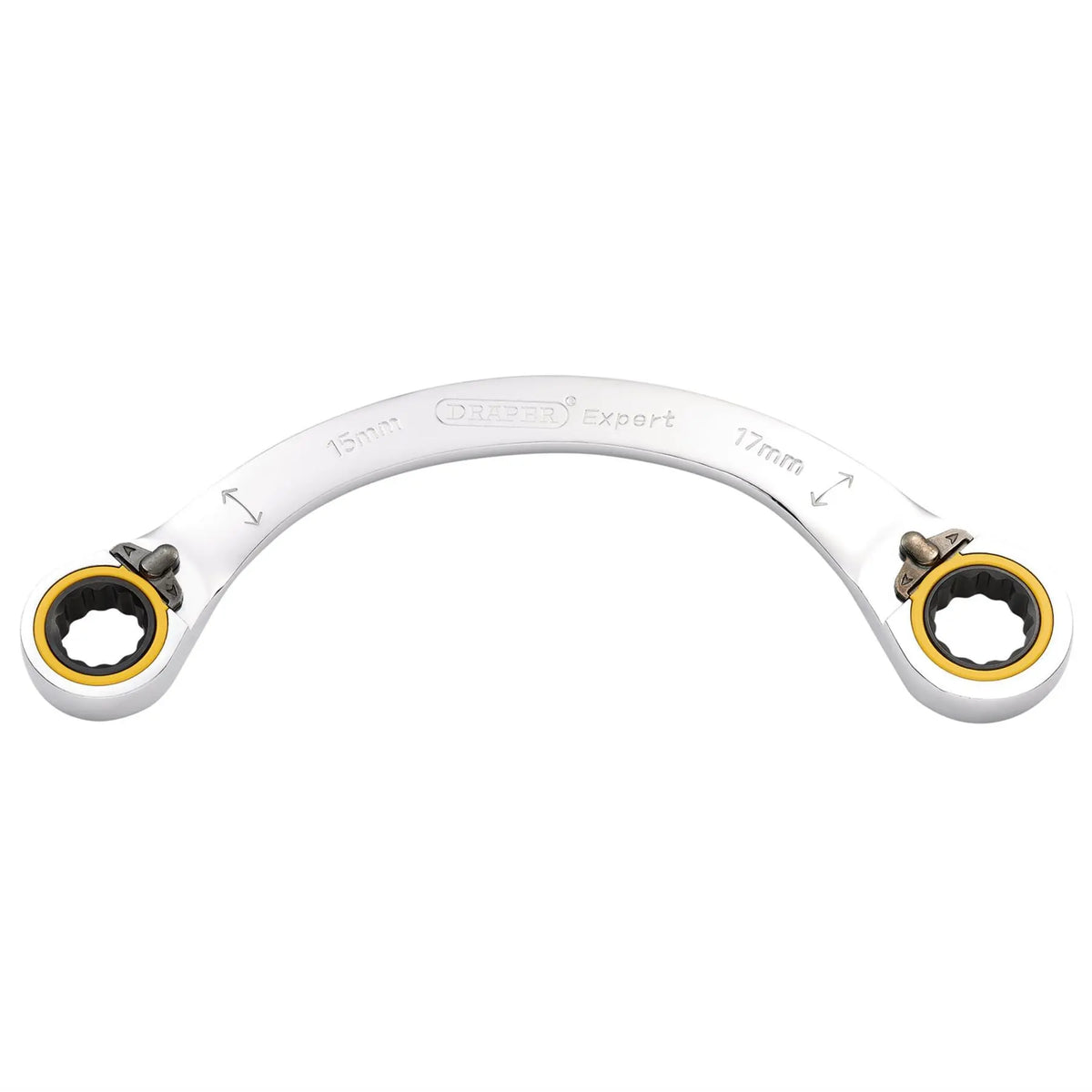 Draper Expert HI-TORQ® Double Ring Ratchet Half Moon Spanner 15 x 17mm 03936  White Rose Tools