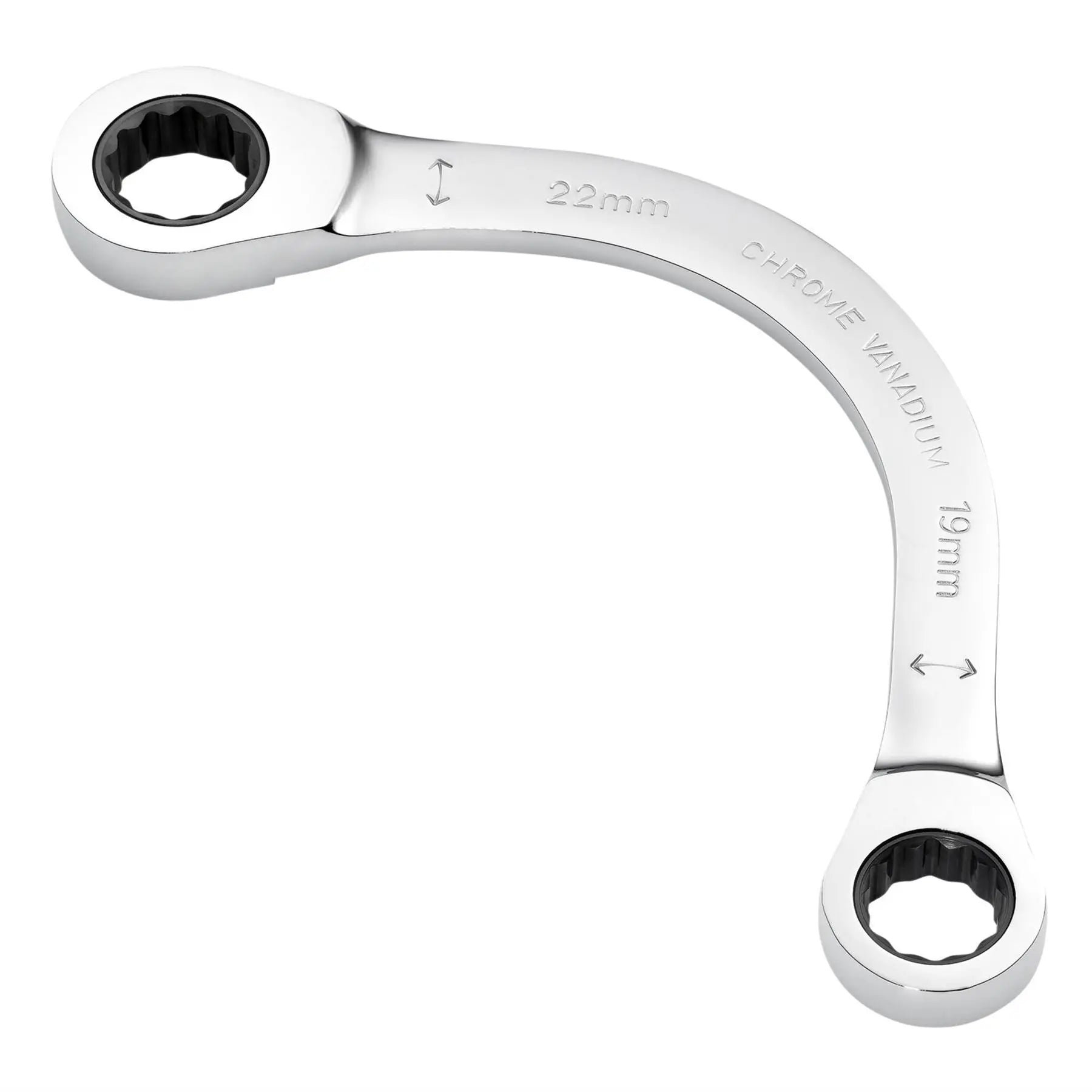 Draper Expert HI-TORQ® Double Ring Ratchet Half Moon Spanner 19 x 22mm 03937  White Rose Tools