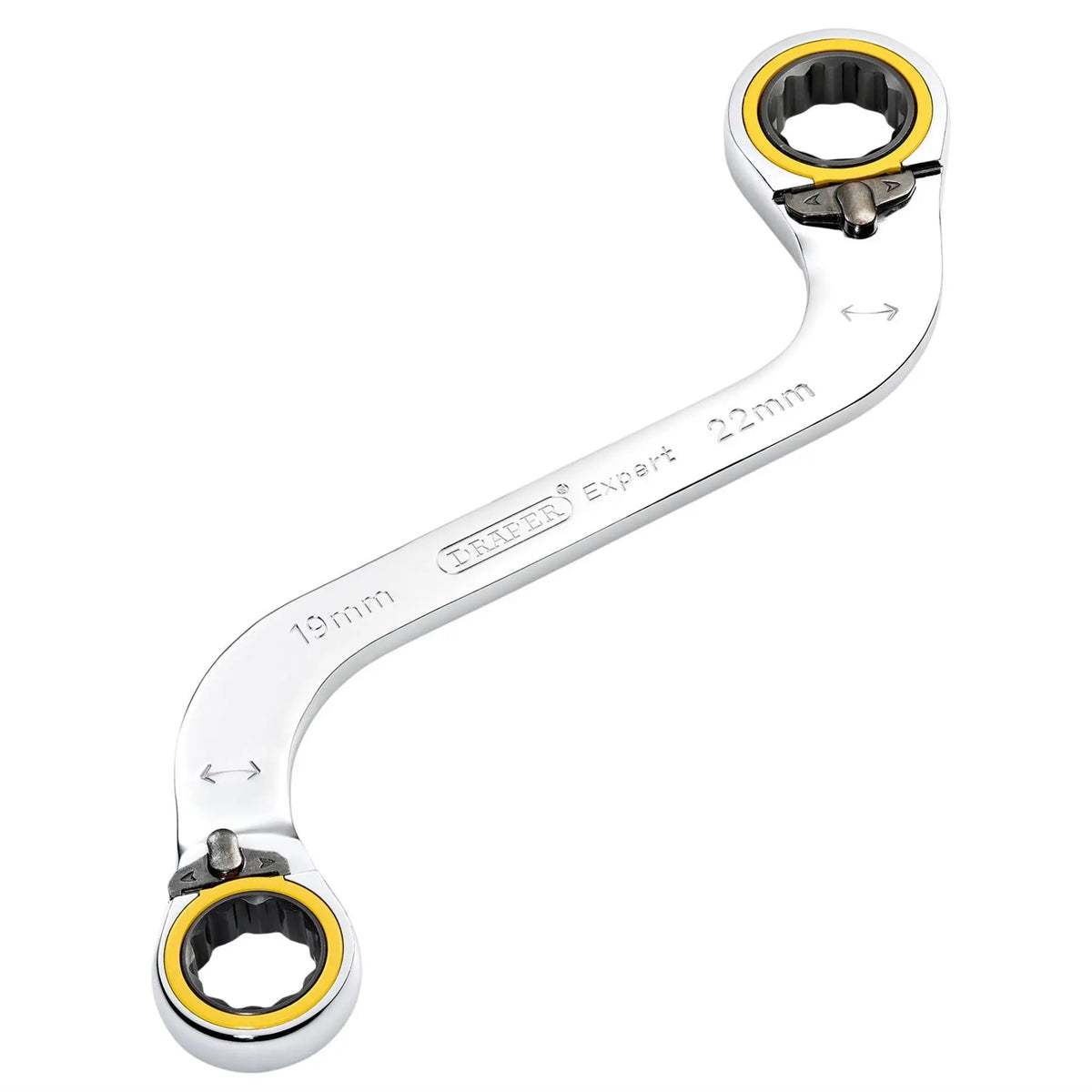 Draper Expert HI-TORQ® Double Ring Ratchet S-Shape Spanner 19 x 22mm 03946  White Rose Tools