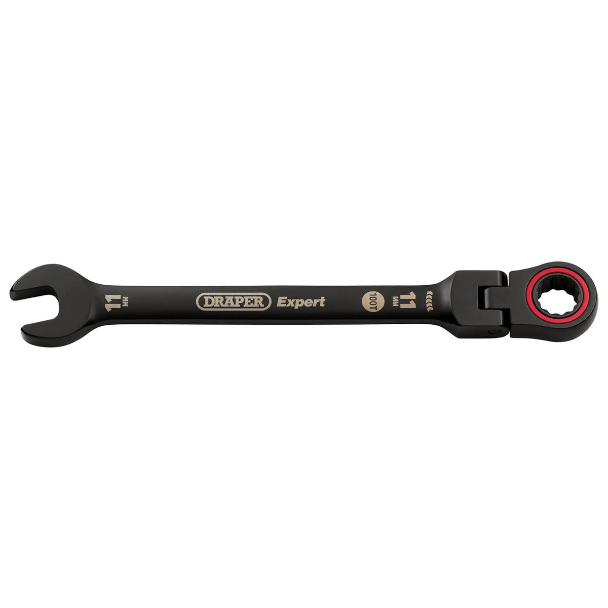 Draper Expert HI-TORQ® Metric Flexible Head Ratchet Combination Spanner 11mm Black 03917  White Rose Tools