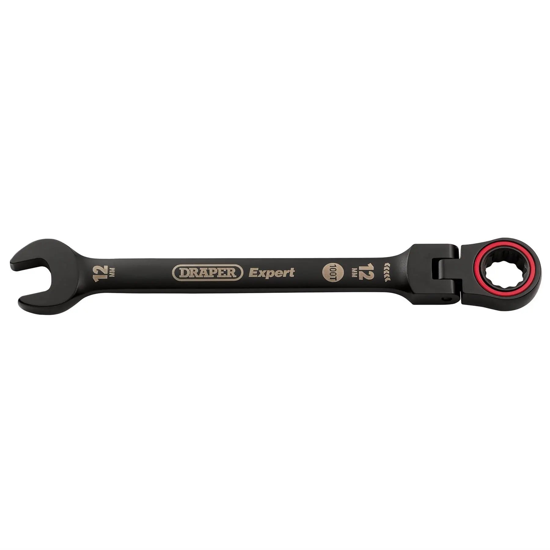 Draper Expert HI-TORQ® Metric Flexible Head Ratchet Combination Spanner 12mm Black 03918  White Rose Tools