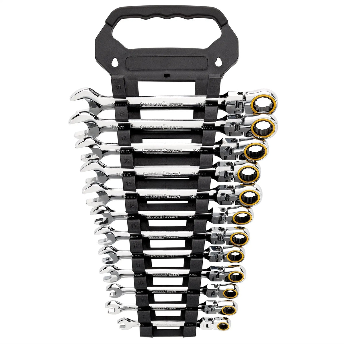 Draper Expert HI-TORQ® Metric Flexible Head Ratchet Combination Spanner Set (12 Piece) 03932  White Rose Tools