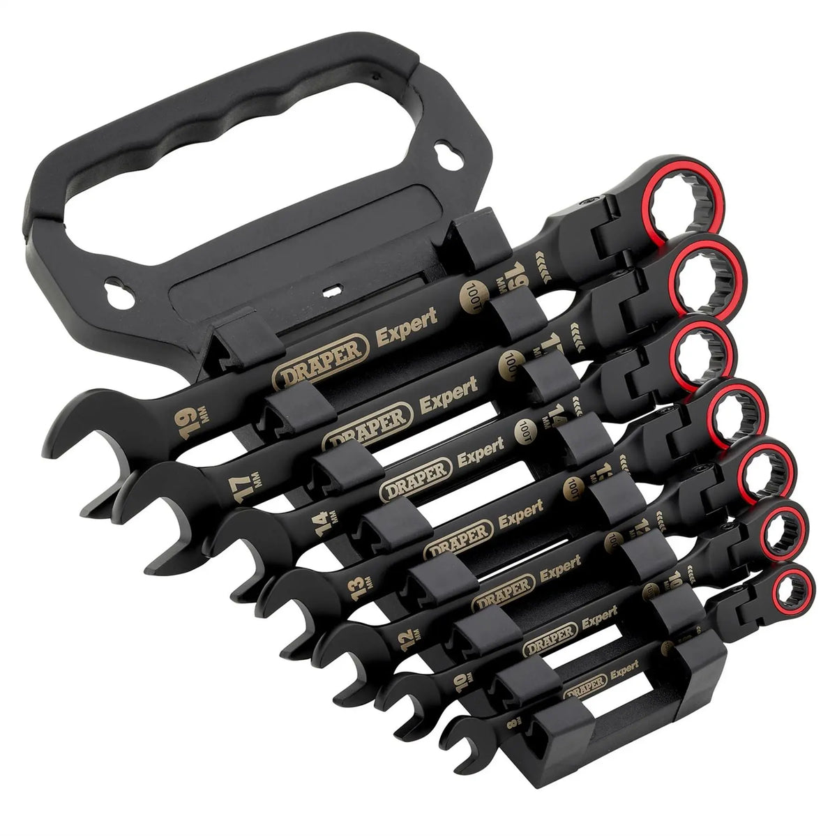 Draper Expert HI-TORQ® Metric Flexible Head Ratchet Combination Spanner Set (7 Piece) 03927  White Rose Tools