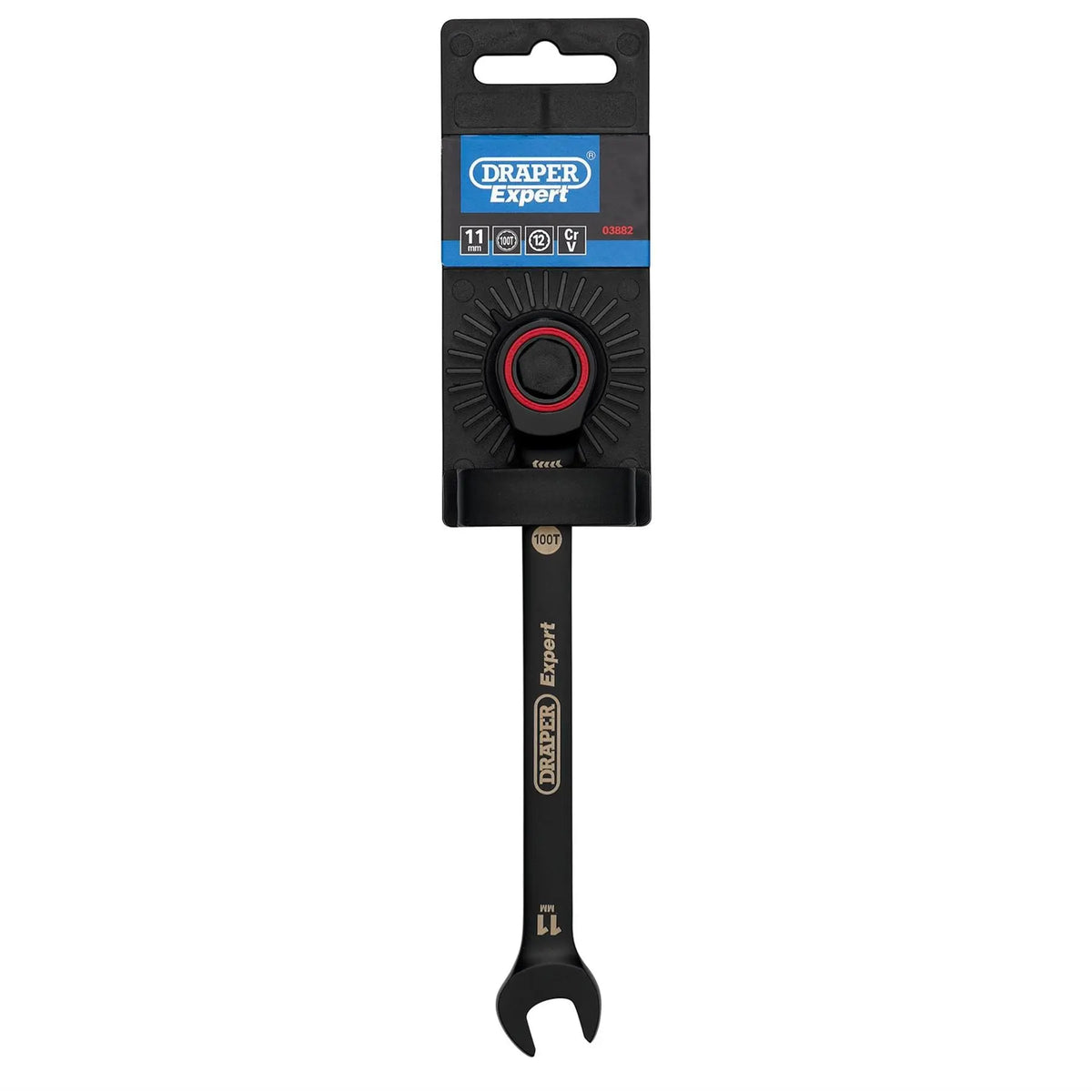 Draper Expert HI-TORQ® Metric Ratchet Combination Spanner 11mm Black 03882  White Rose Tools