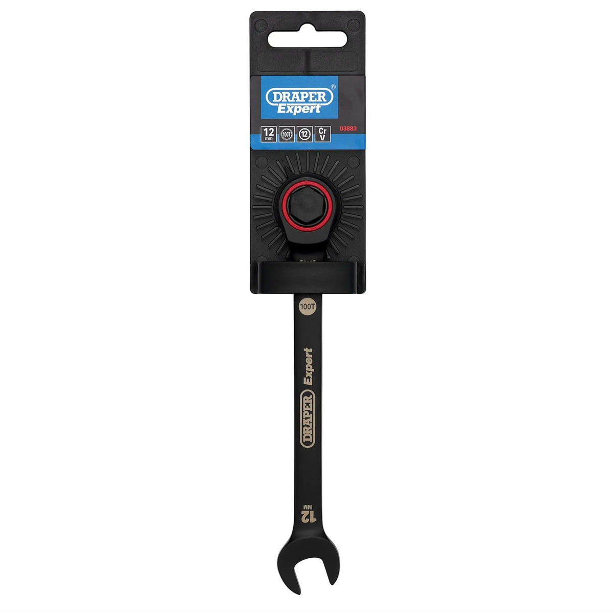 Draper Expert HI-TORQ® Metric Ratchet Combination Spanner 12mm Black 03883  White Rose Tools