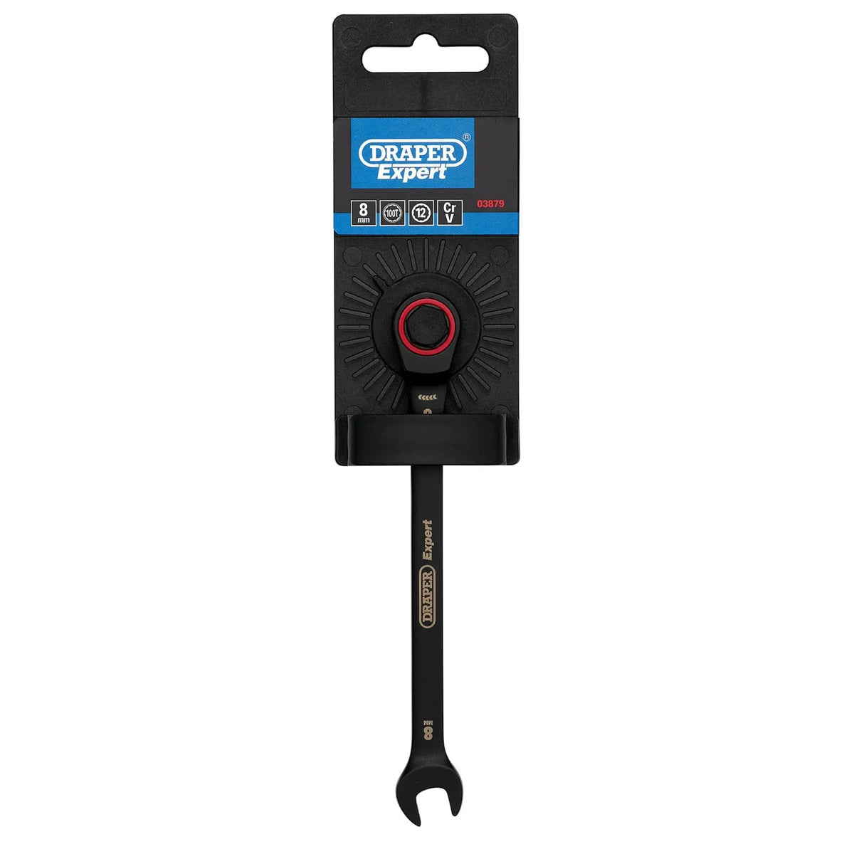 Draper Expert HI-TORQ® Metric Ratchet Combination Spanner 8mm Black 03879  White Rose Tools