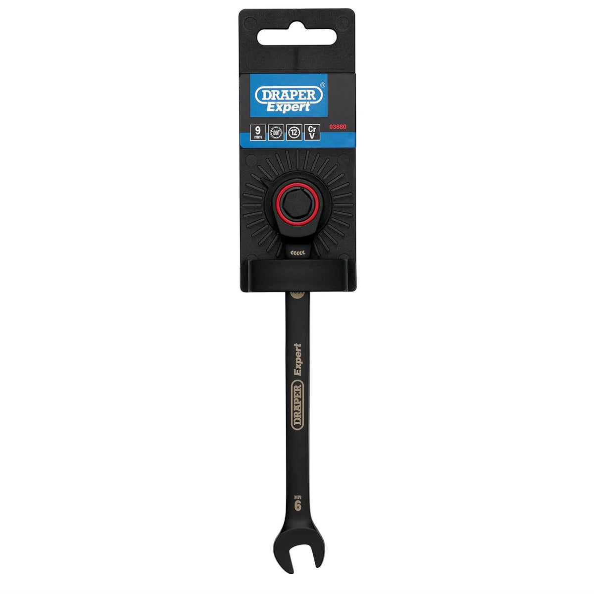 Draper Expert HI-TORQ® Metric Ratchet Combination Spanner 9mm Black 03880  White Rose Tools
