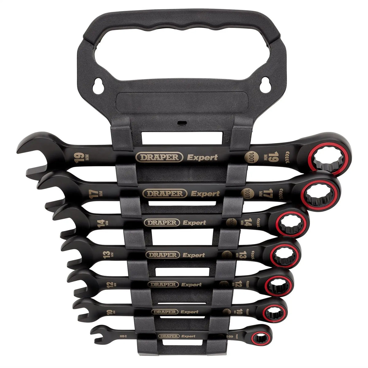 Draper Expert HI-TORQ® Metric Ratchet Combination Spanner Set Black (7 Piece) 03895  White Rose Tools