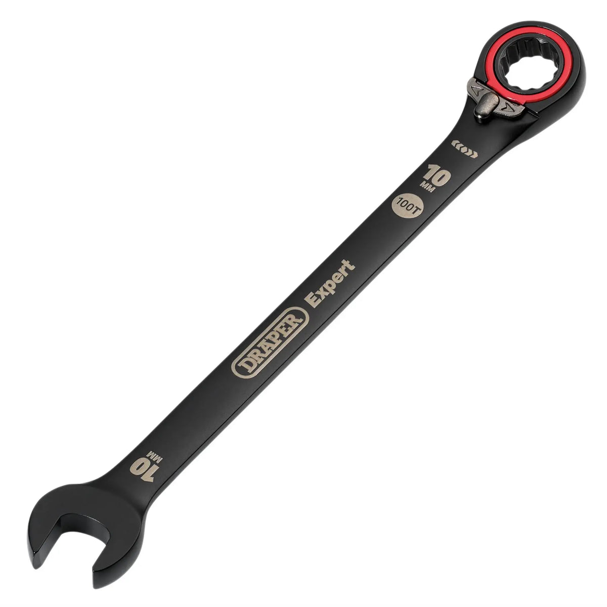 Draper Expert HI-TORQ®  Metric Reversible Ratchet Combination Spanner 10mm Black 03900  White Rose Tools