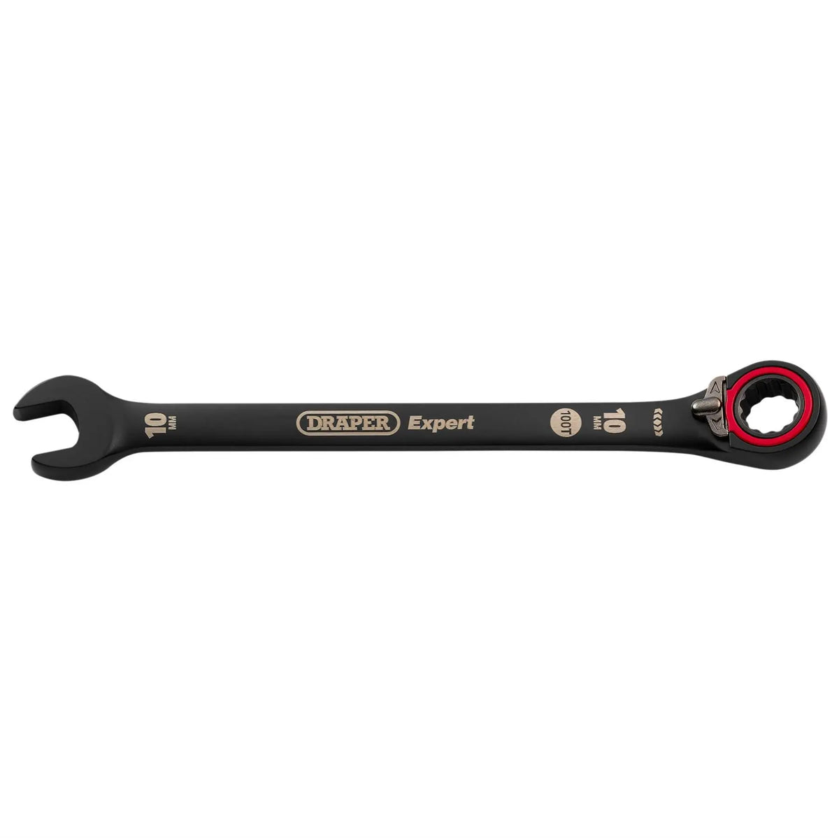 Draper Expert HI-TORQ®  Metric Reversible Ratchet Combination Spanner 10mm Black 03900  White Rose Tools