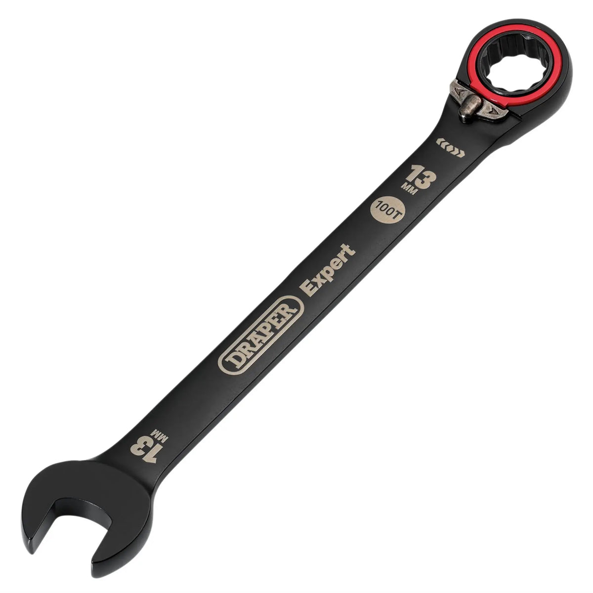 Draper Expert HI-TORQ®  Metric Reversible Ratchet Combination Spanner 13mm Black 03903  White Rose Tools
