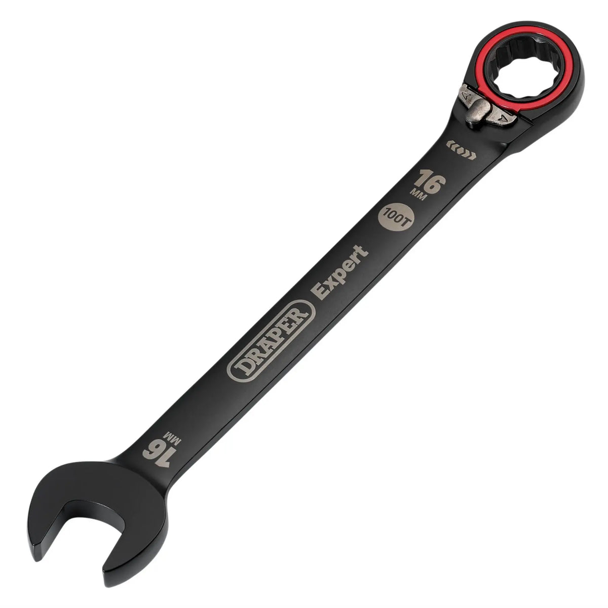 Draper Expert HI-TORQ®  Metric Reversible Ratchet Combination Spanner 16mm Black 03906  White Rose Tools