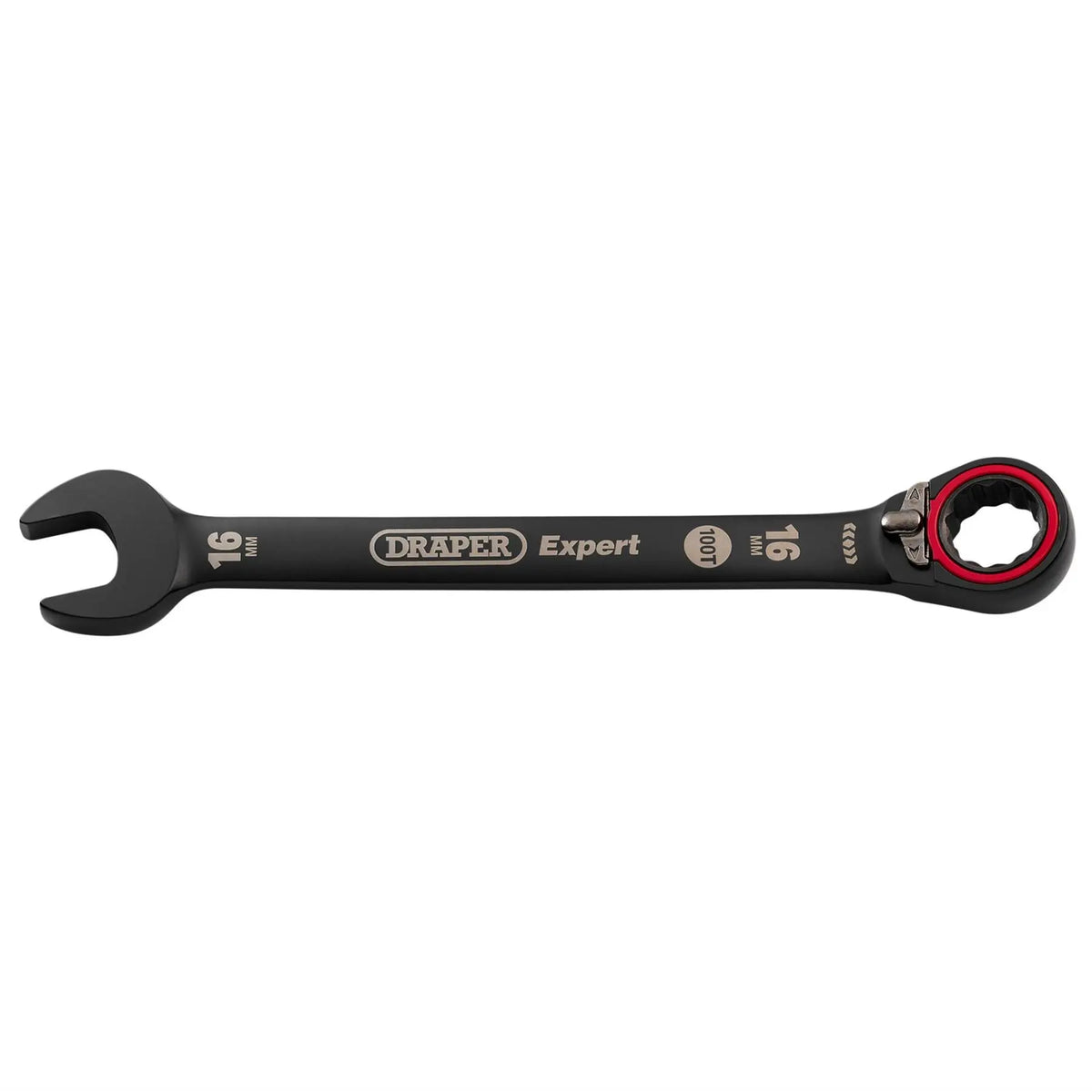 Draper Expert HI-TORQ®  Metric Reversible Ratchet Combination Spanner 16mm Black 03906  White Rose Tools