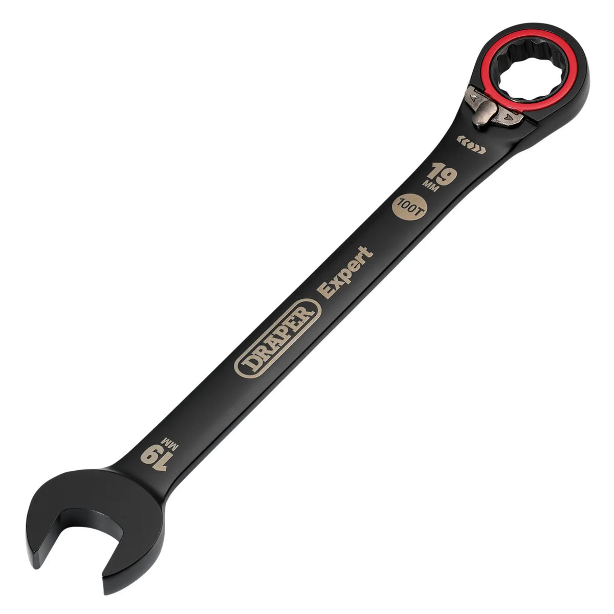 Draper Expert HI-TORQ® Metric Reversible Ratchet Combination Spanner 19mm Black 03909  White Rose Tools