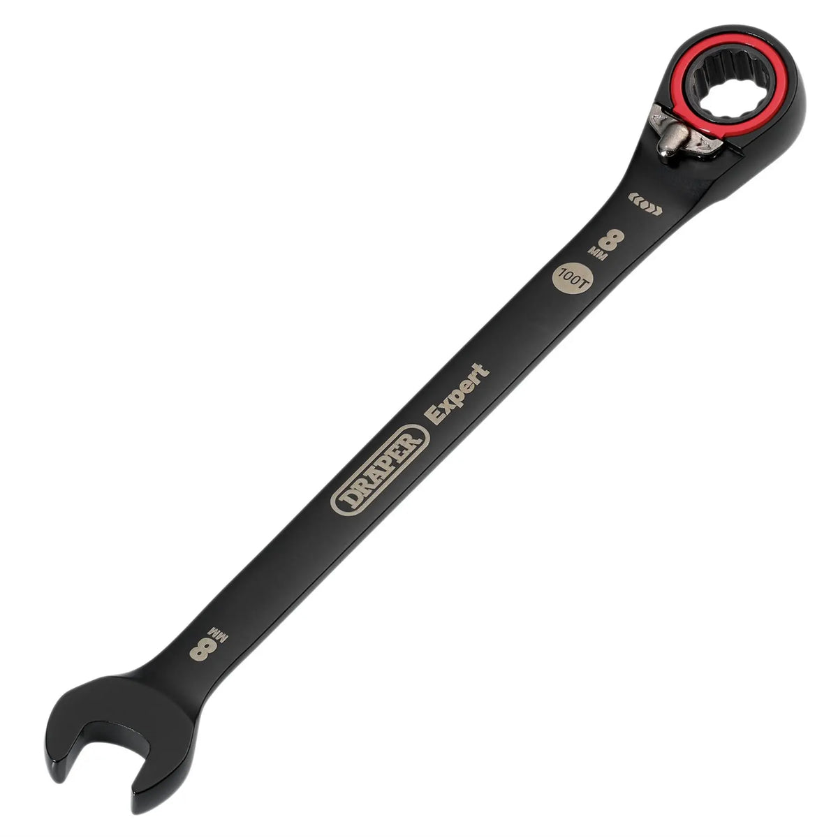 Draper Expert HI-TORQ®  Metric Reversible Ratchet Combination Spanner 8mm Black 03898  White Rose Tools