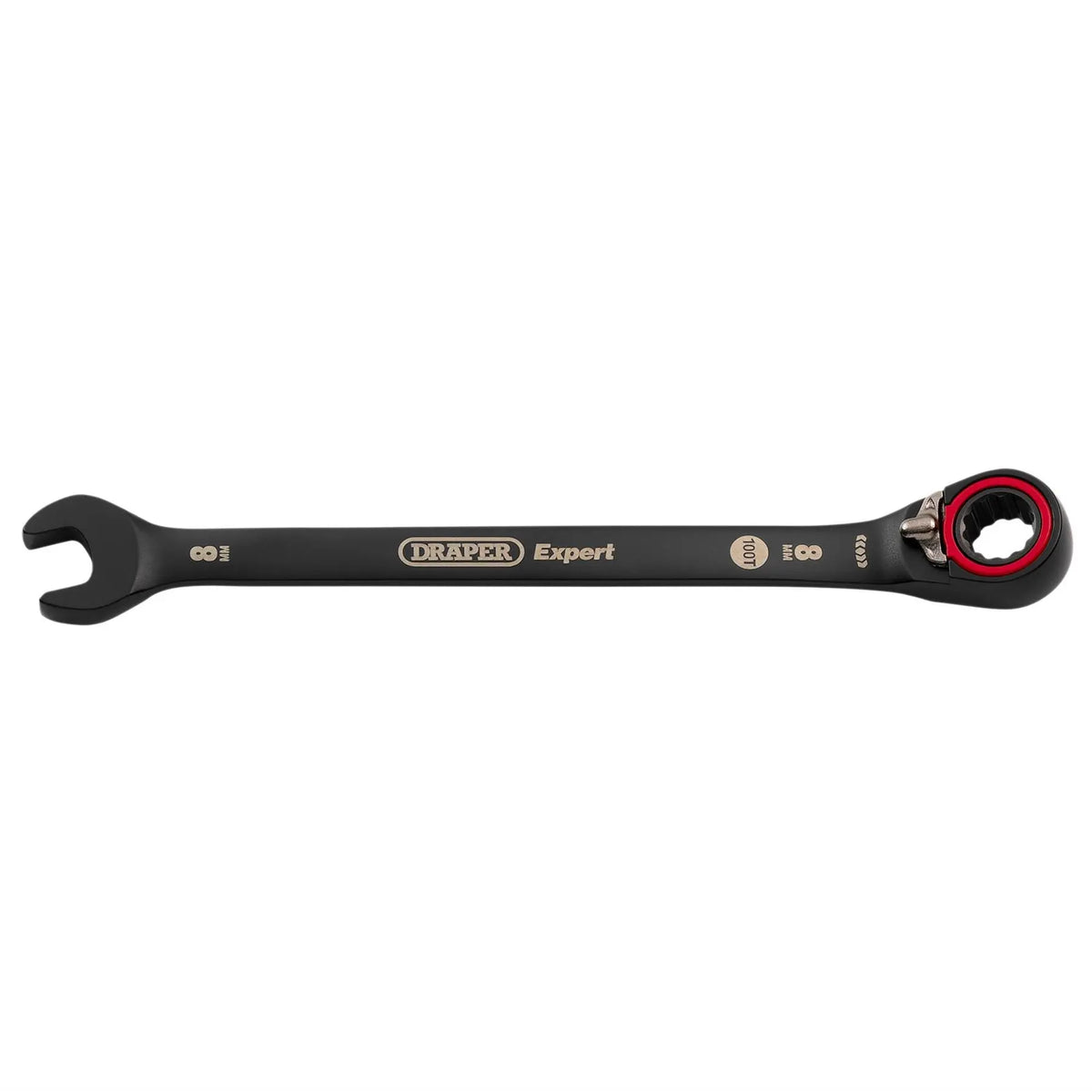 Draper Expert HI-TORQ®  Metric Reversible Ratchet Combination Spanner 8mm Black 03898  White Rose Tools