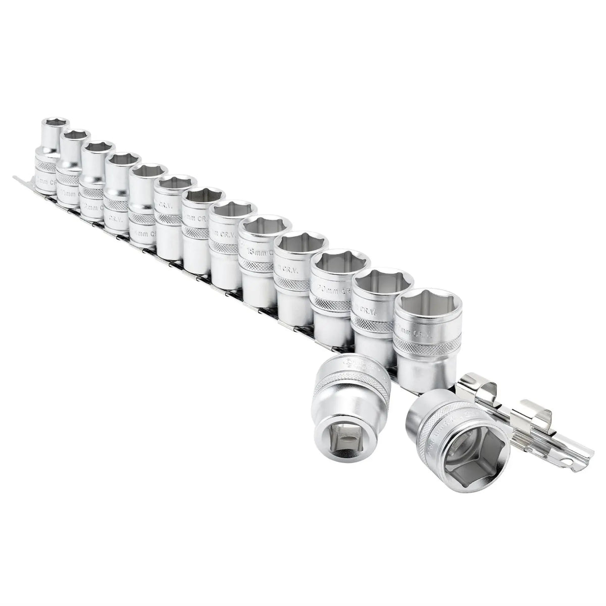 Draper Expert HI-TORQ® Metric Socket Set on a Metal Rail 1/2" Sq. Dr. (15 Piece) 16496  White Rose Tools