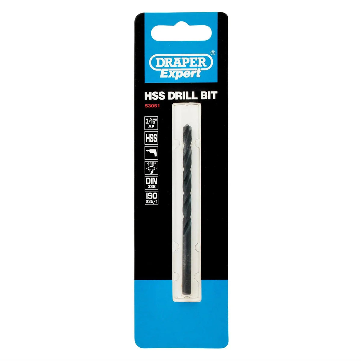 Draper Expert HSS Drill Bit 3/16" x 3-1/2" 53051  White Rose Tools