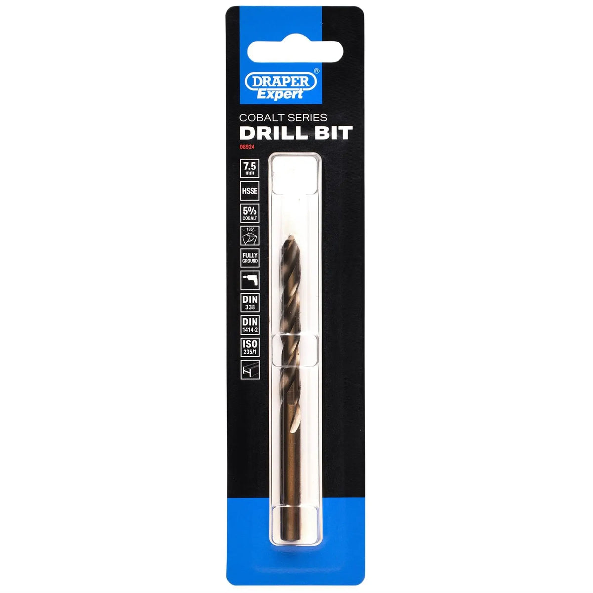 Draper Expert HSSE M35 Cobalt Drill Bit 7.5 x 117mm 08924  White Rose Tools