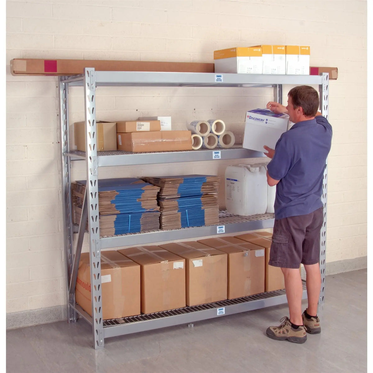 Draper Expert Heavy Duty Steel 4 Shelving Unit 1959 x 610 x 1830mm 05227  White Rose Tools